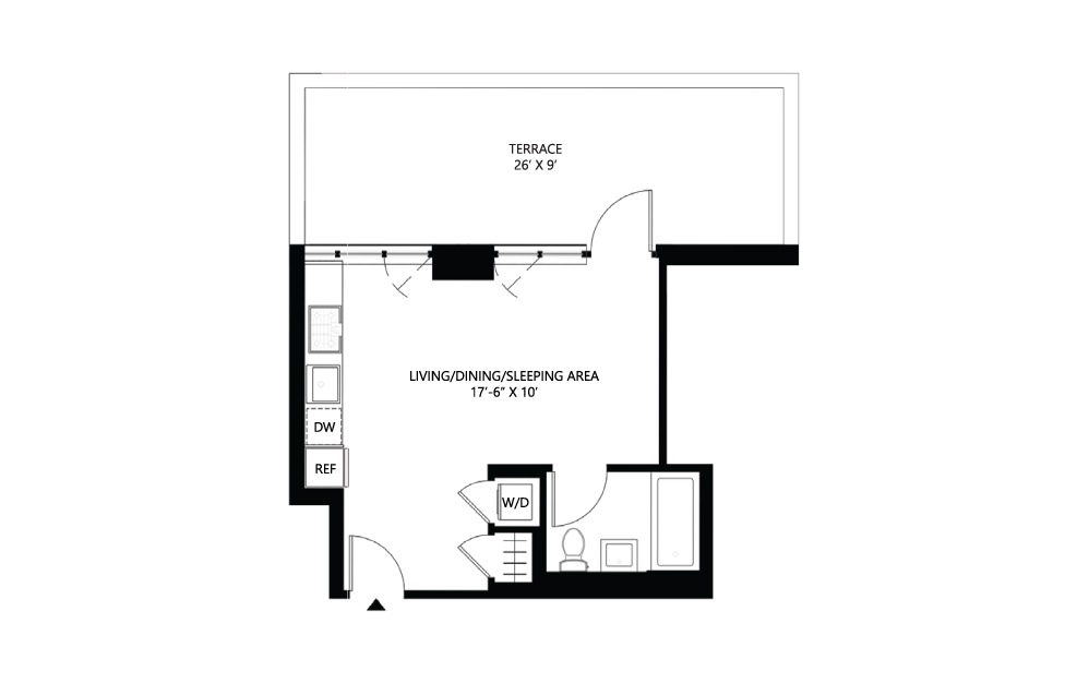 S4 Studio 1 402 square feet